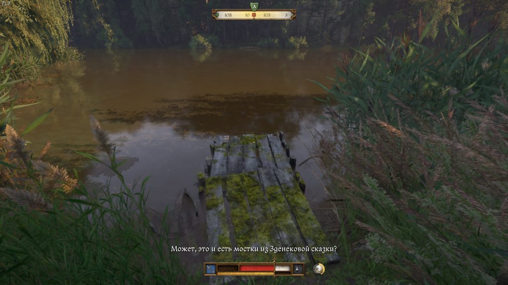 осмотр мостика у озера