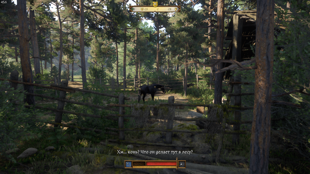 вороной конь у хижины — улика в квесте Отшельник