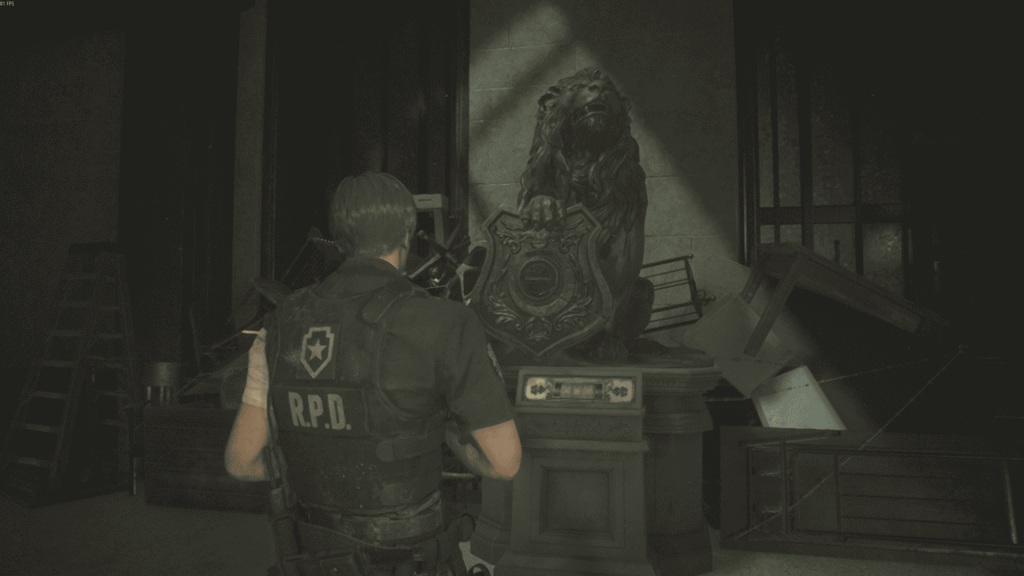 статуя льва — код: лев, ветка, птица, медальон Resident Evil 2 Remake