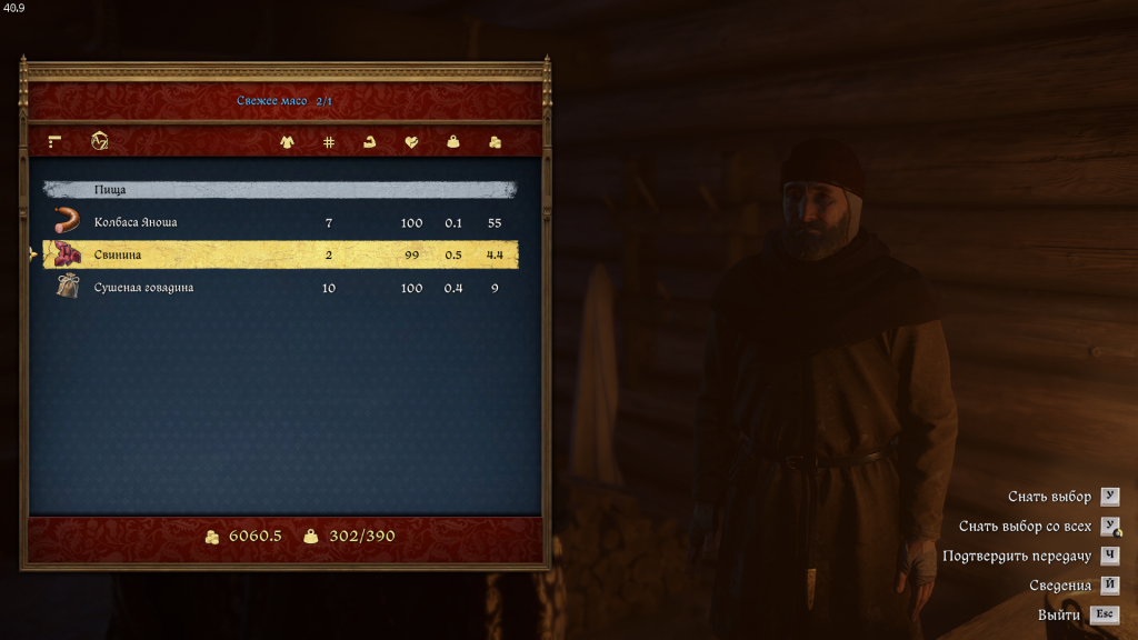 отдать сырую свинину Игнацу — улучшение отношений